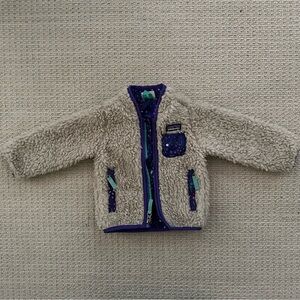 Patagonia Baby Retro-X Fleece Jacket Natural/Purple, Infants 6-12 Months